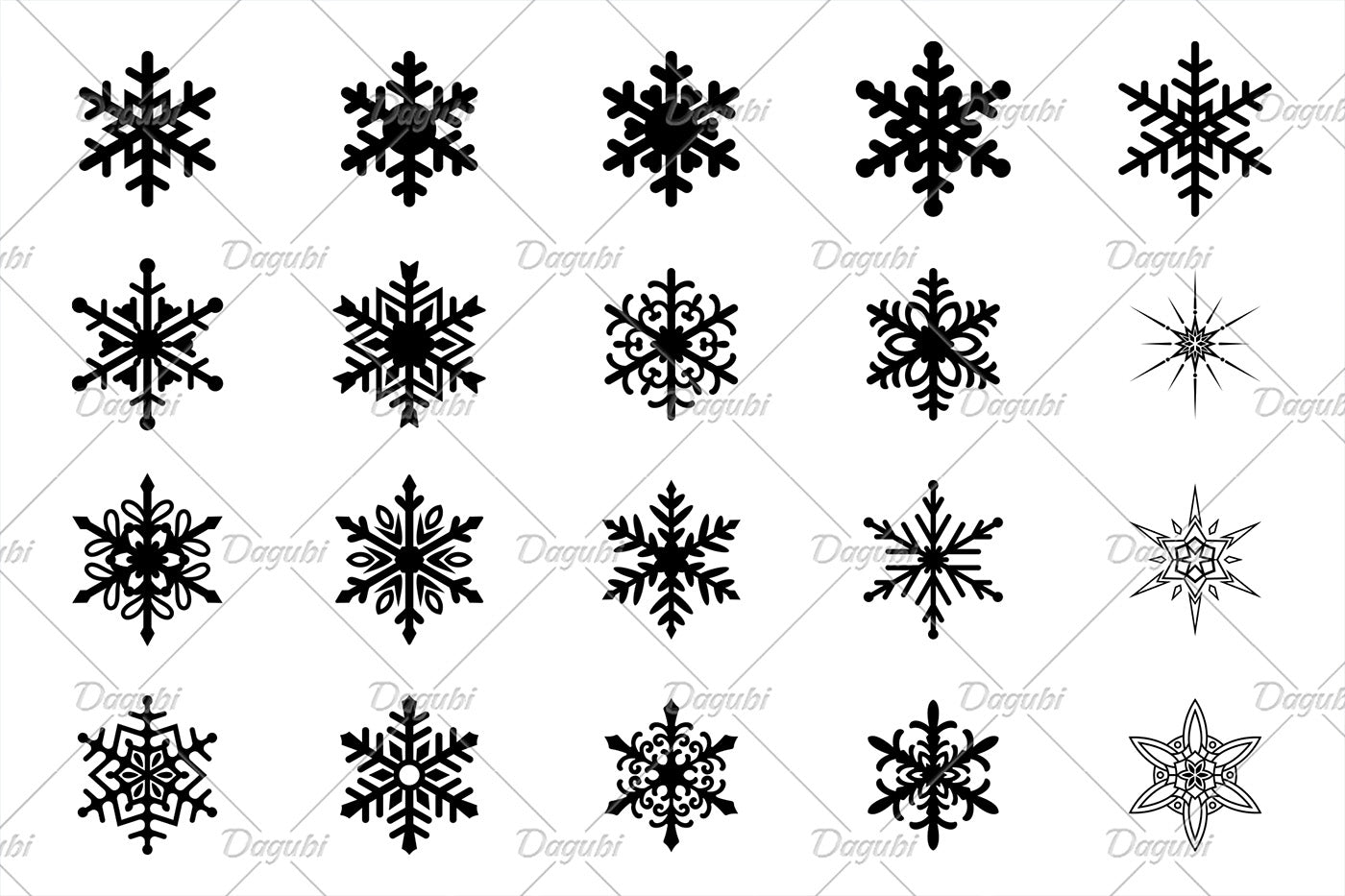 20 Snowflake Brushes for Adobe Illustrator