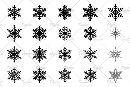 20 Snowflake Brushes for Adobe Illustrator