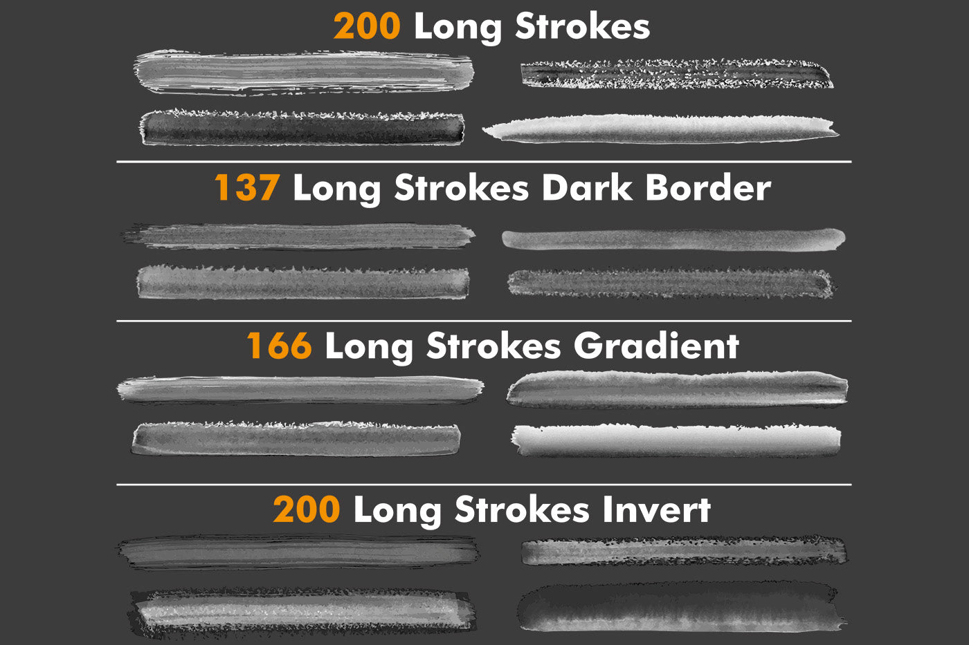 Long Brush Strokes - Adobe Illustrator Vector Brushes