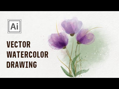 Violet Flowers Image and 43 Vector Watercolor Brushes