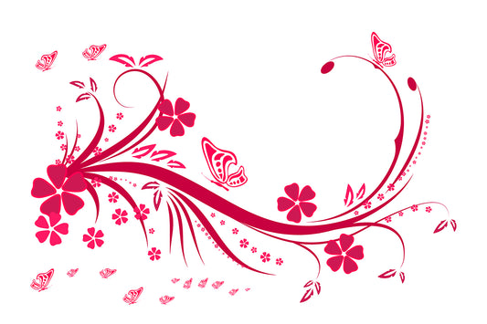 Floral Swirl Butterfly Vector