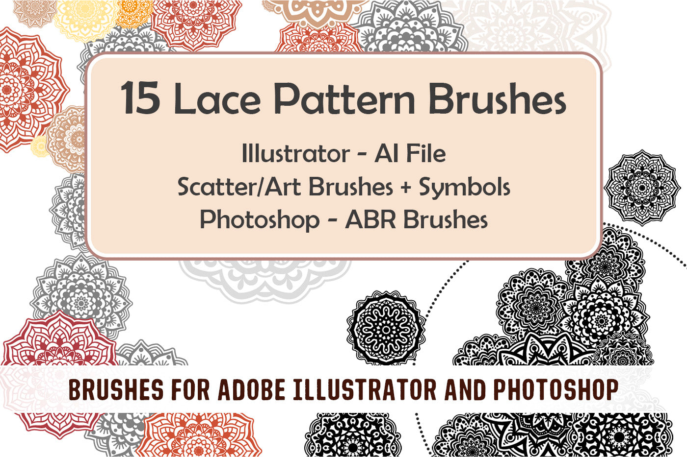 Lace Pattern Brushes and Symbols for Illustrator and Photoshop