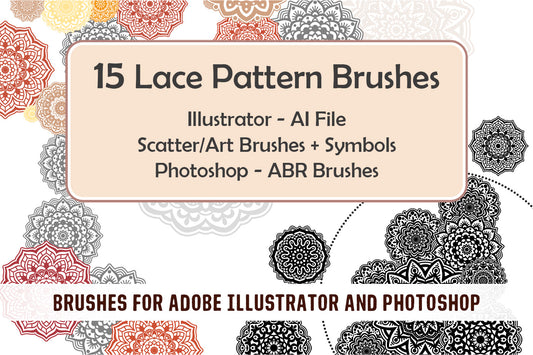 Lace Pattern Brushes and Symbols for Illustrator and Photoshop
