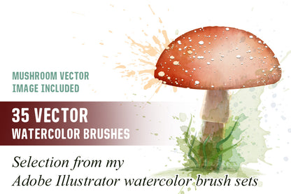 35 Vector Watercolor Brushes - How to draw a Mushroom in Adobe Illustrator