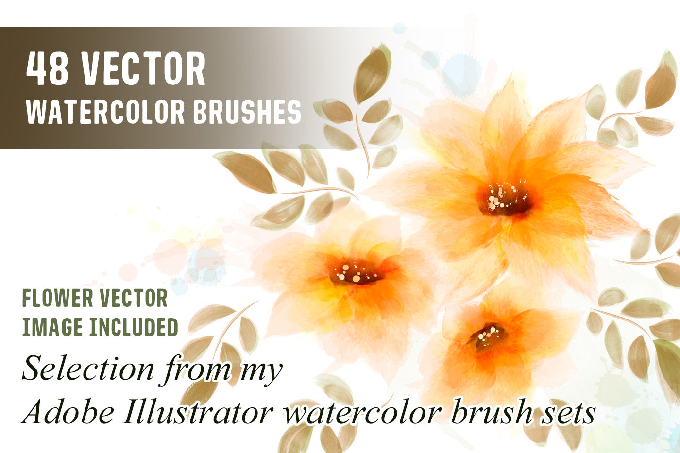 48 Vector Watercolor Brushes - How to draw with Watercolor Brushes
