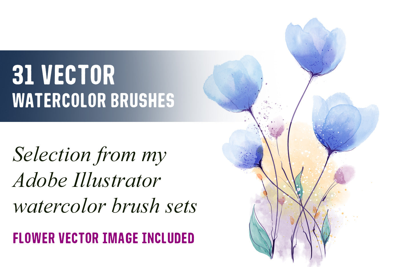 Adobe Illustrator Watercolor painting - How to draw Vector Flowers and Leaves