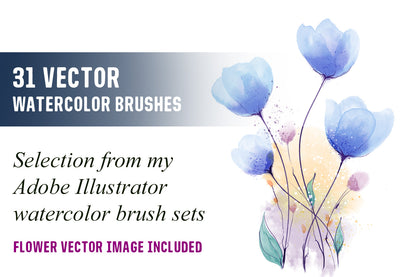 Adobe Illustrator Watercolor painting - How to draw Vector Flowers and Leaves