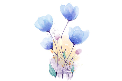 Adobe Illustrator Watercolor painting - How to draw Vector Flowers and Leaves