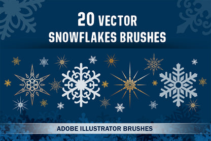 20 Snowflake Brushes for Adobe Illustrator