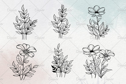 Florals and Wildflowers Line Art Vol. 1