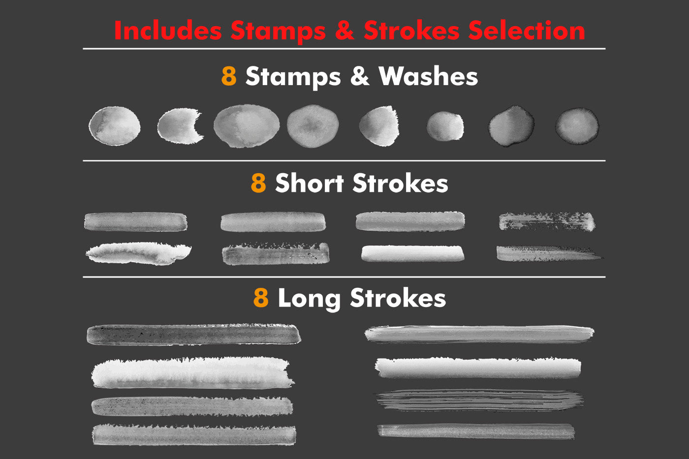 Short Brush Strokes - Adobe Illustrator Vector Brushes