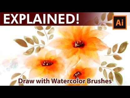 48 Vector Watercolor Brushes - How to draw with Watercolor Brushes