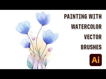 Adobe Illustrator Watercolor painting - How to draw Vector Flowers and Leaves