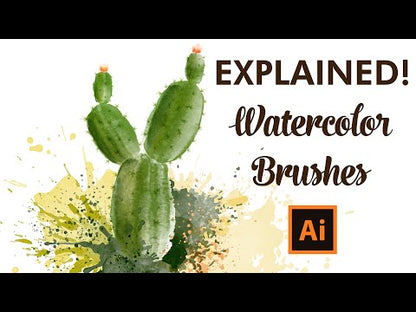 Cactus Image and 28 Vector Watercolor Brushes